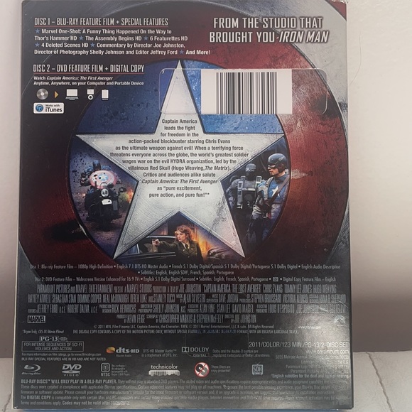 DVD BLU- RAY CAPTAIN AMERICA THE FIRST AVENGER! - Picture 3 of 3